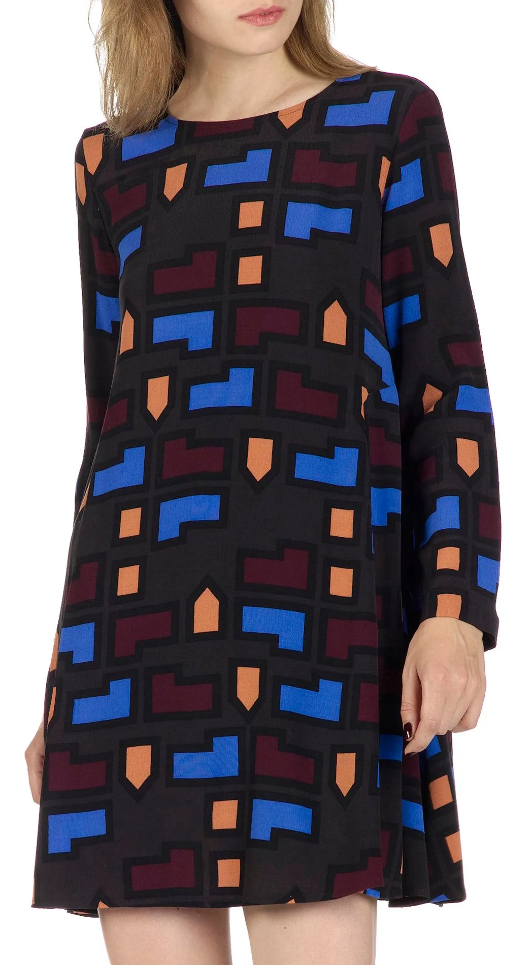 Robe courte en crêpe imprimée Gris