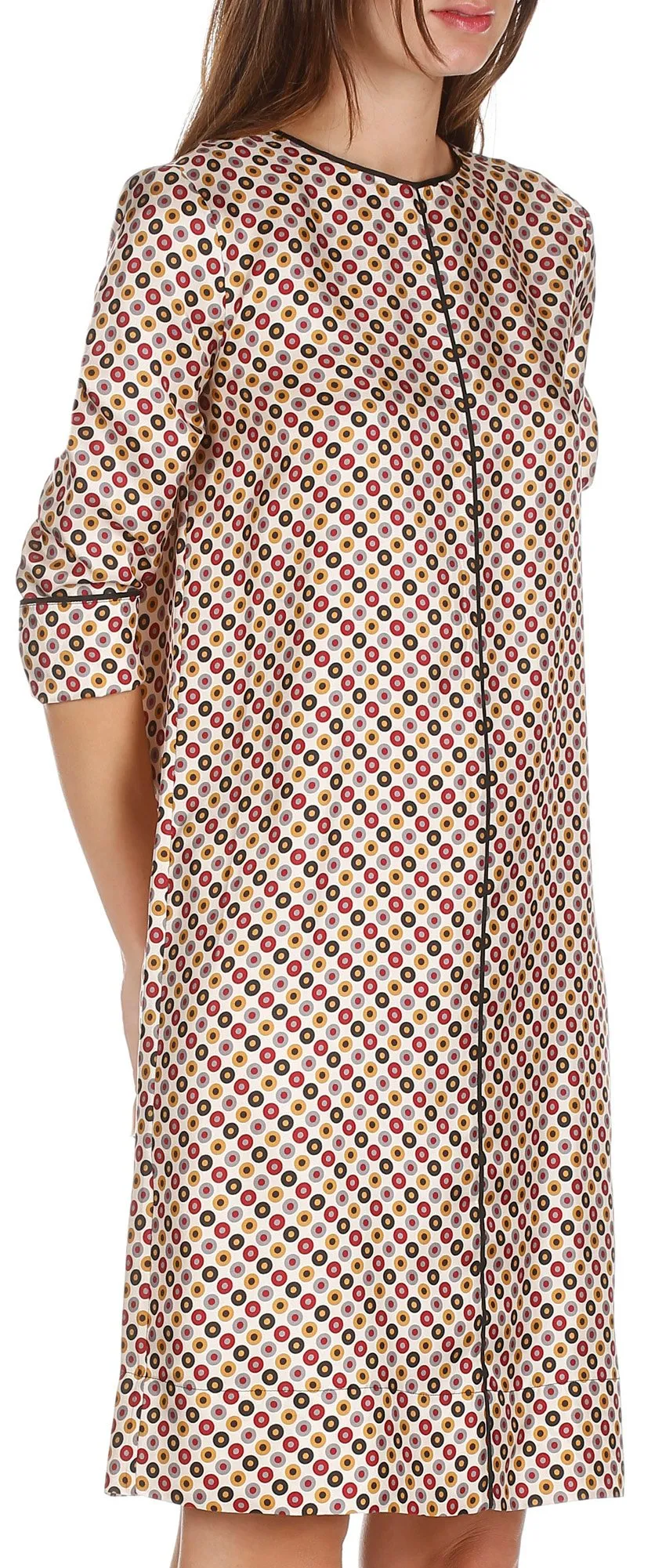 Robe midi droite imprimée en soie Blanc