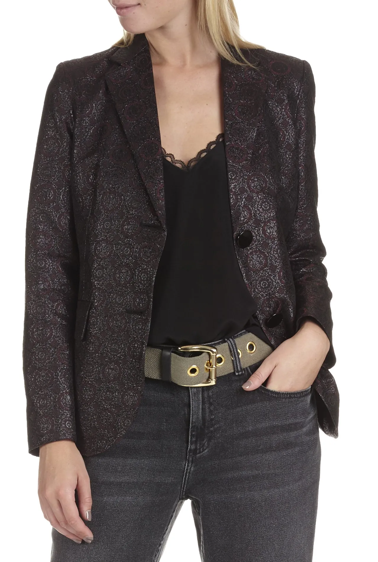 Veste jacquard lurex Noir