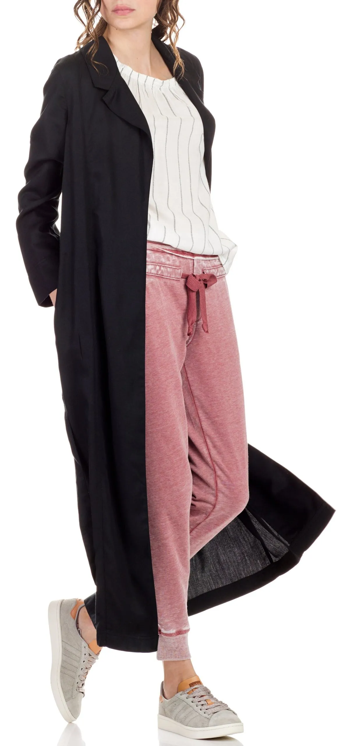 Trench long fluide ceinturé Qorum Noir