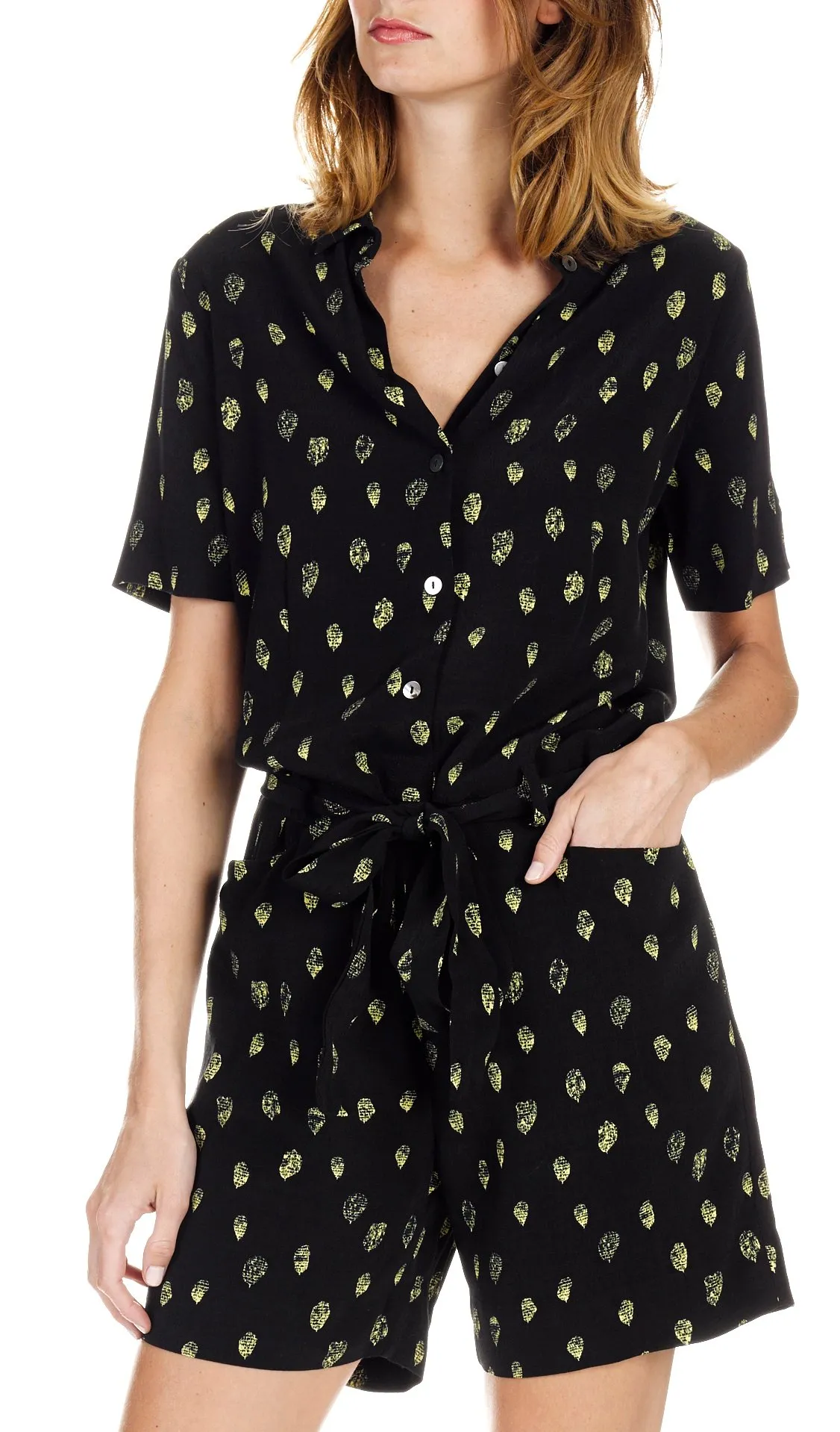 Combishort imprimé avec ceinture Noir