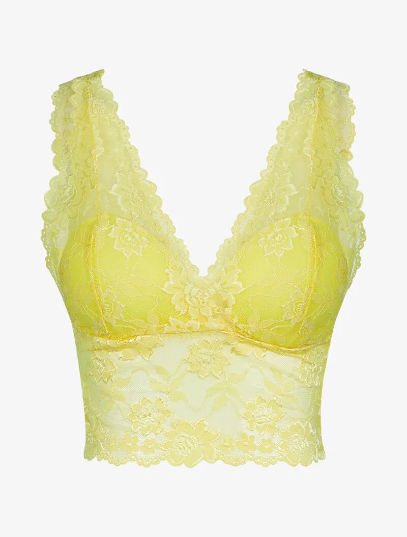 Crop top en dentelle - jaune