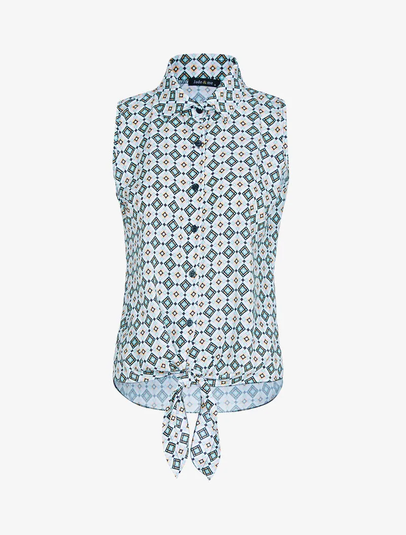 Chemise sans manches à pois - blanc