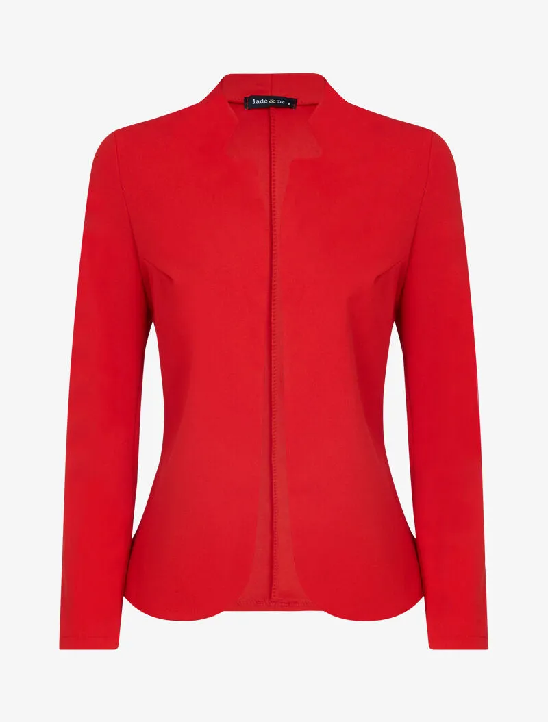 Veste unie à col cranté - rouge