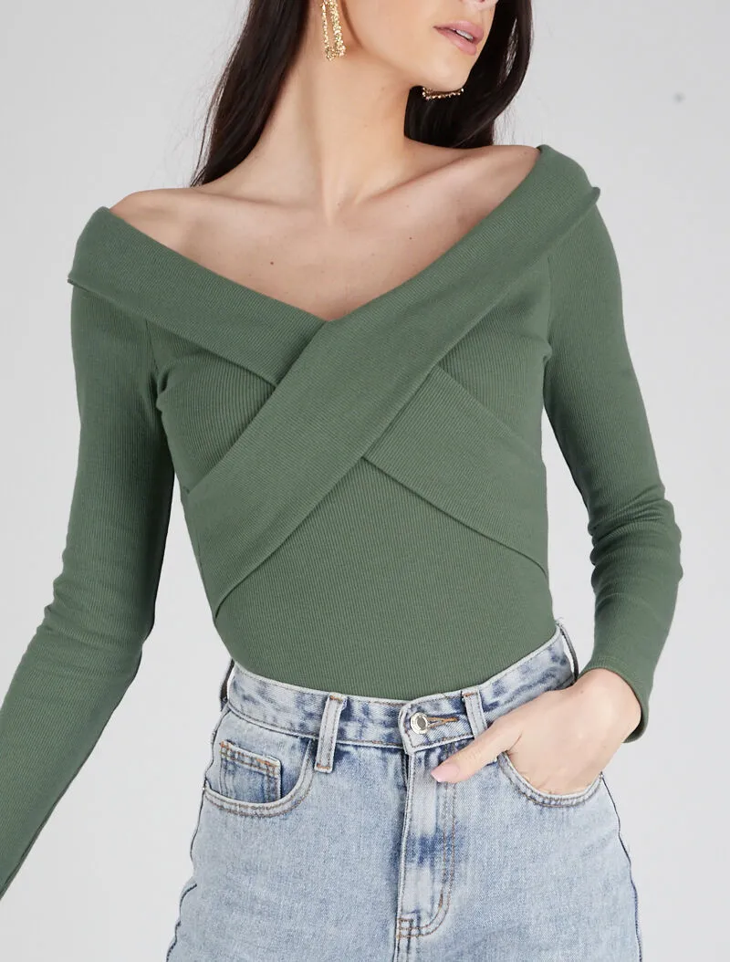 Top court côtelé - kaki