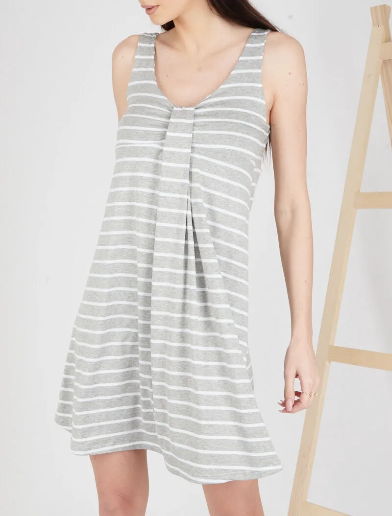 Robe trapèze style marinière - gris clair