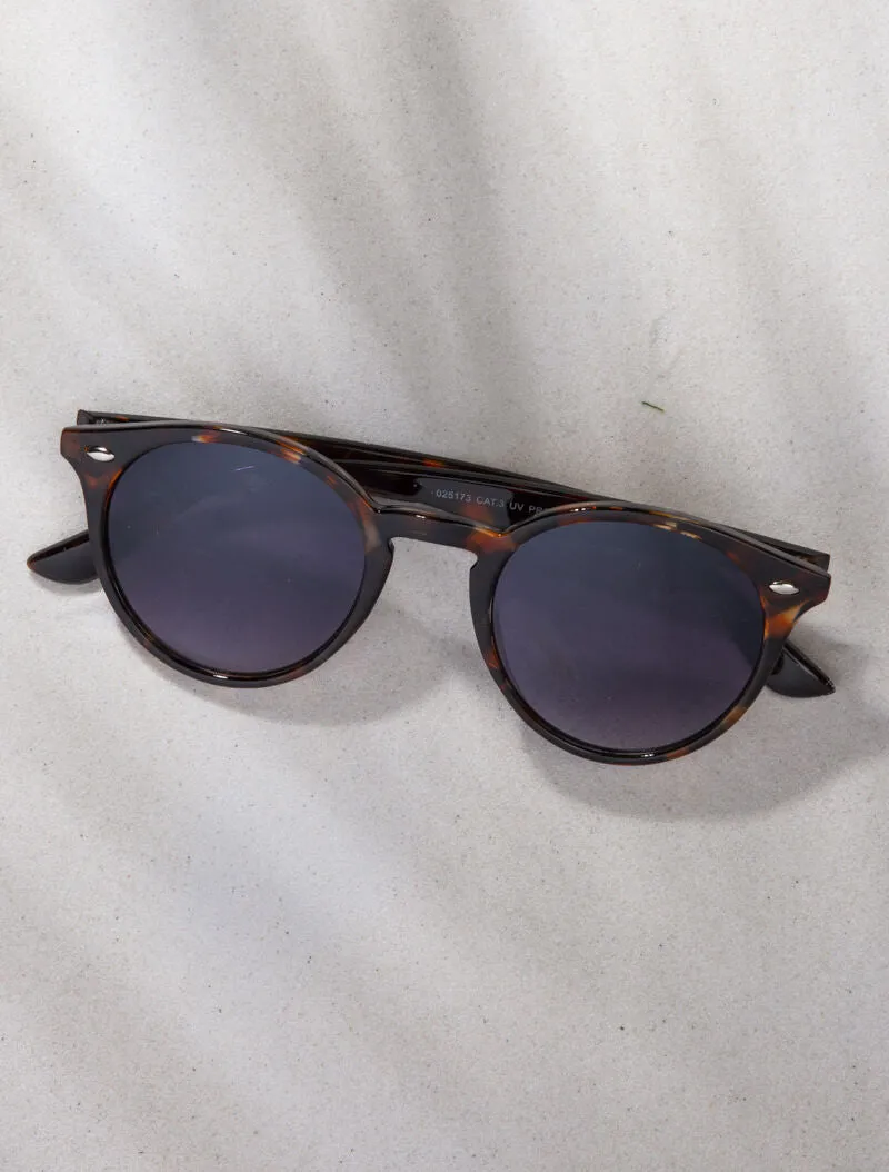 Lunettes rondes à verres semi opaques - camel