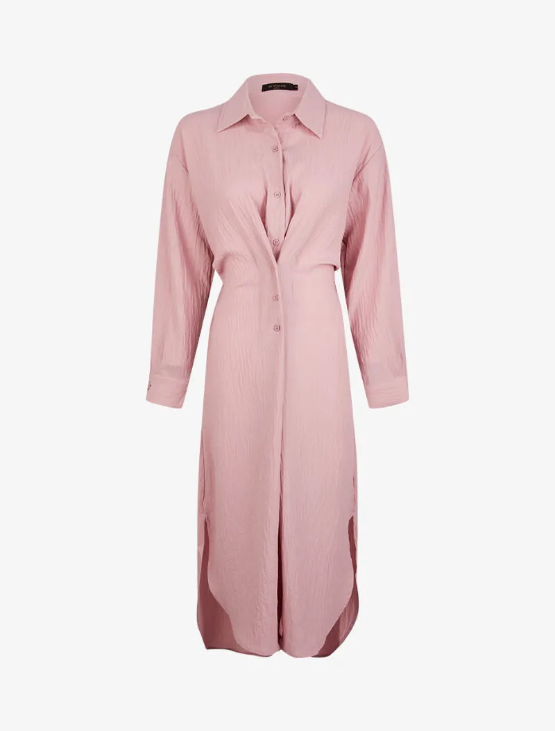 Robe chemise à pans boutonnés - rose