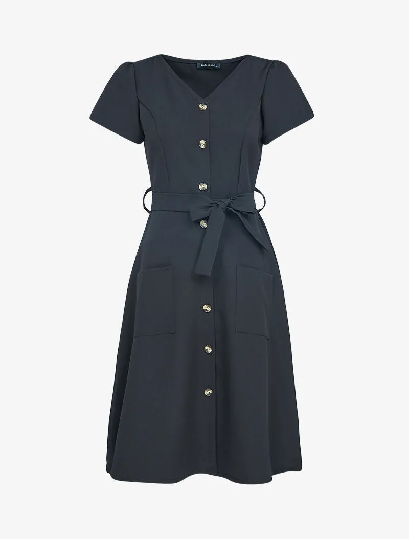 Robe patineuse à manches courtes - noir