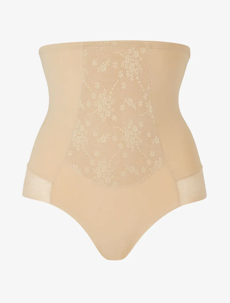 Culotte gainante à détails dentelle - beige