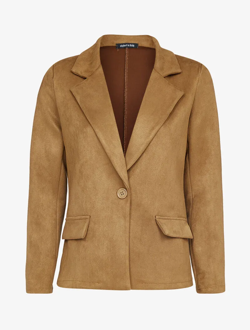 Blazer fluide effet daim - camel