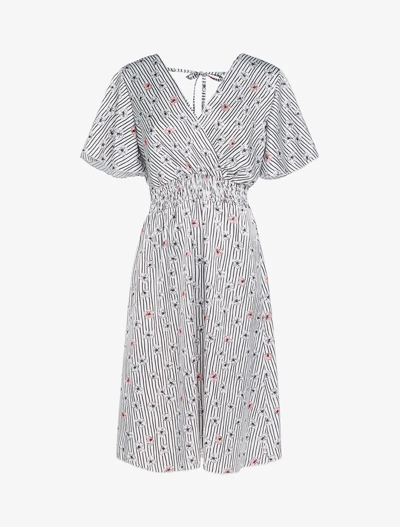 Robe satinée à imprimés - blanc