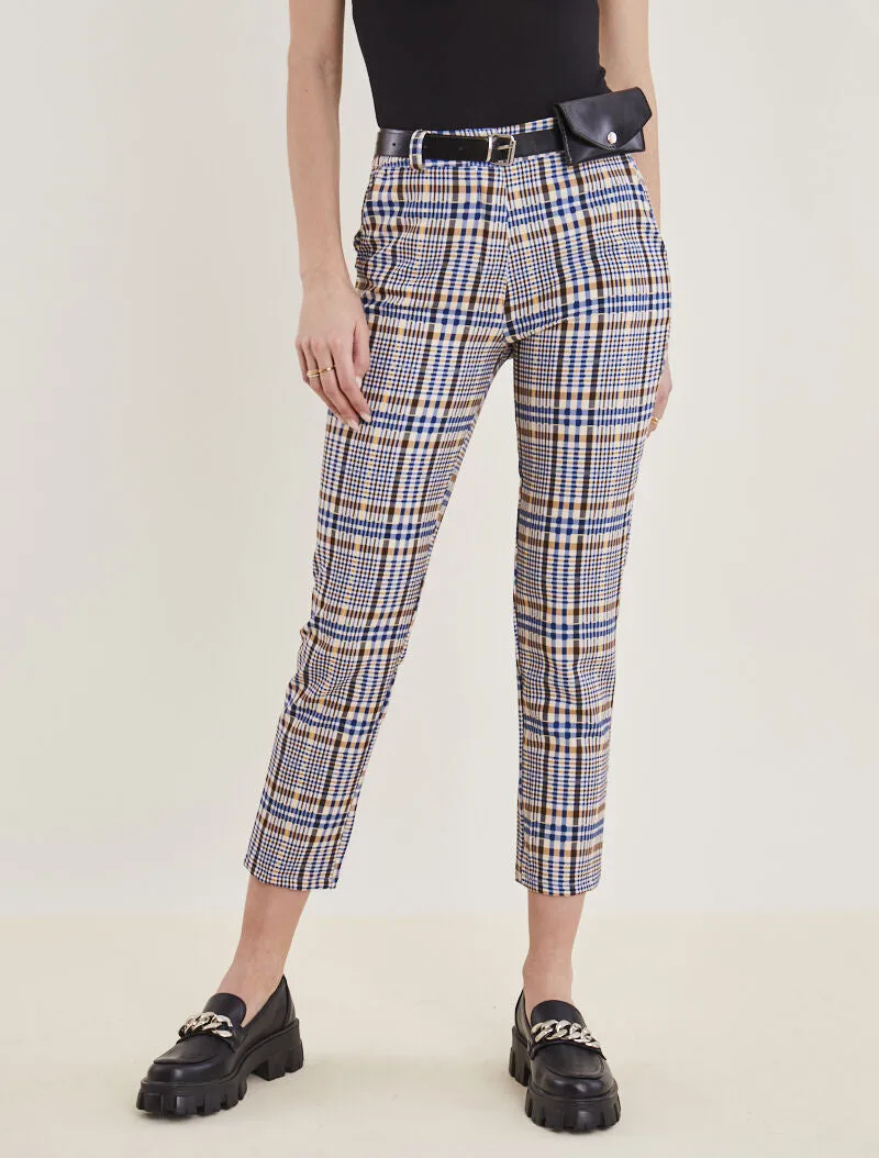 Pantalon imprimé coupe carotte - bleu