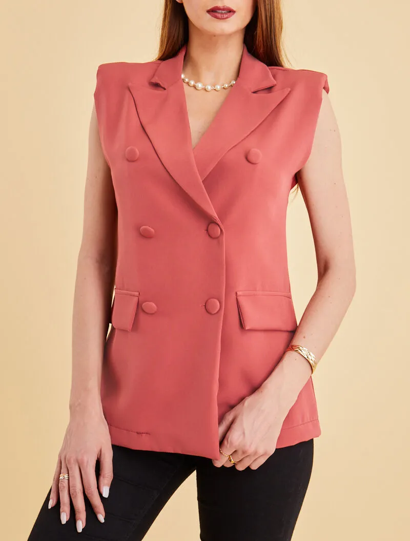 Veste sans manches style 80's - rose