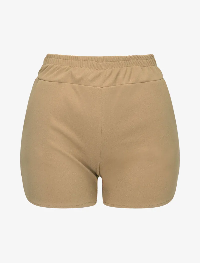Mini short coupe droite - camel
