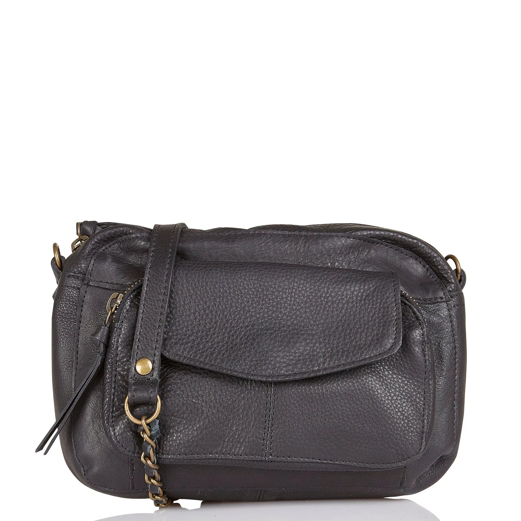 Sac bandoulière en cuir Noir NAINA
