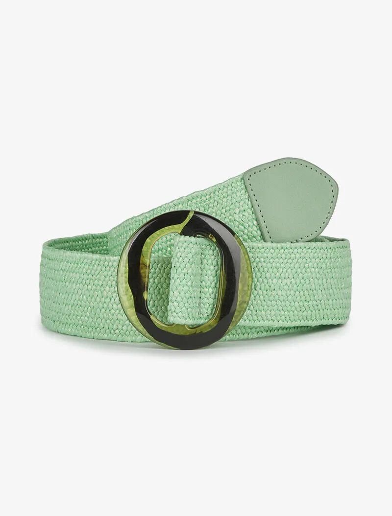 Ceinture style raphia à boucle imprimée - vert menthe