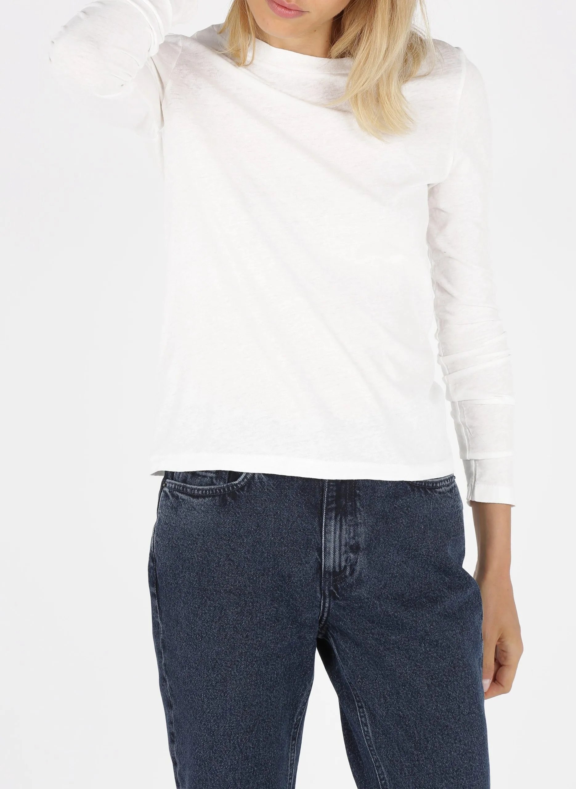 Tee-shirt col rond en coton Blanc GAMIPY