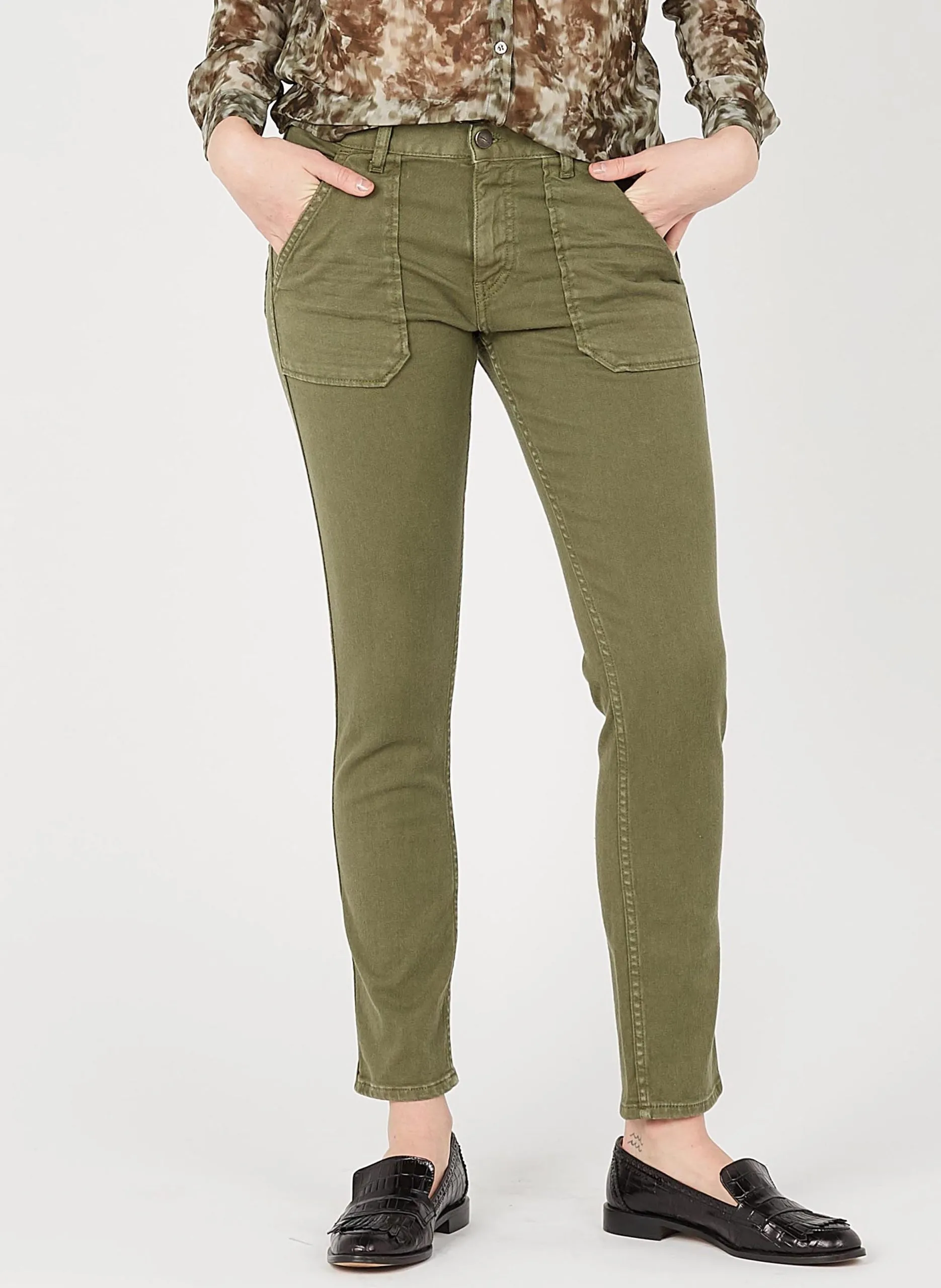 Jean slim en coton mélangé Vert PIERCE