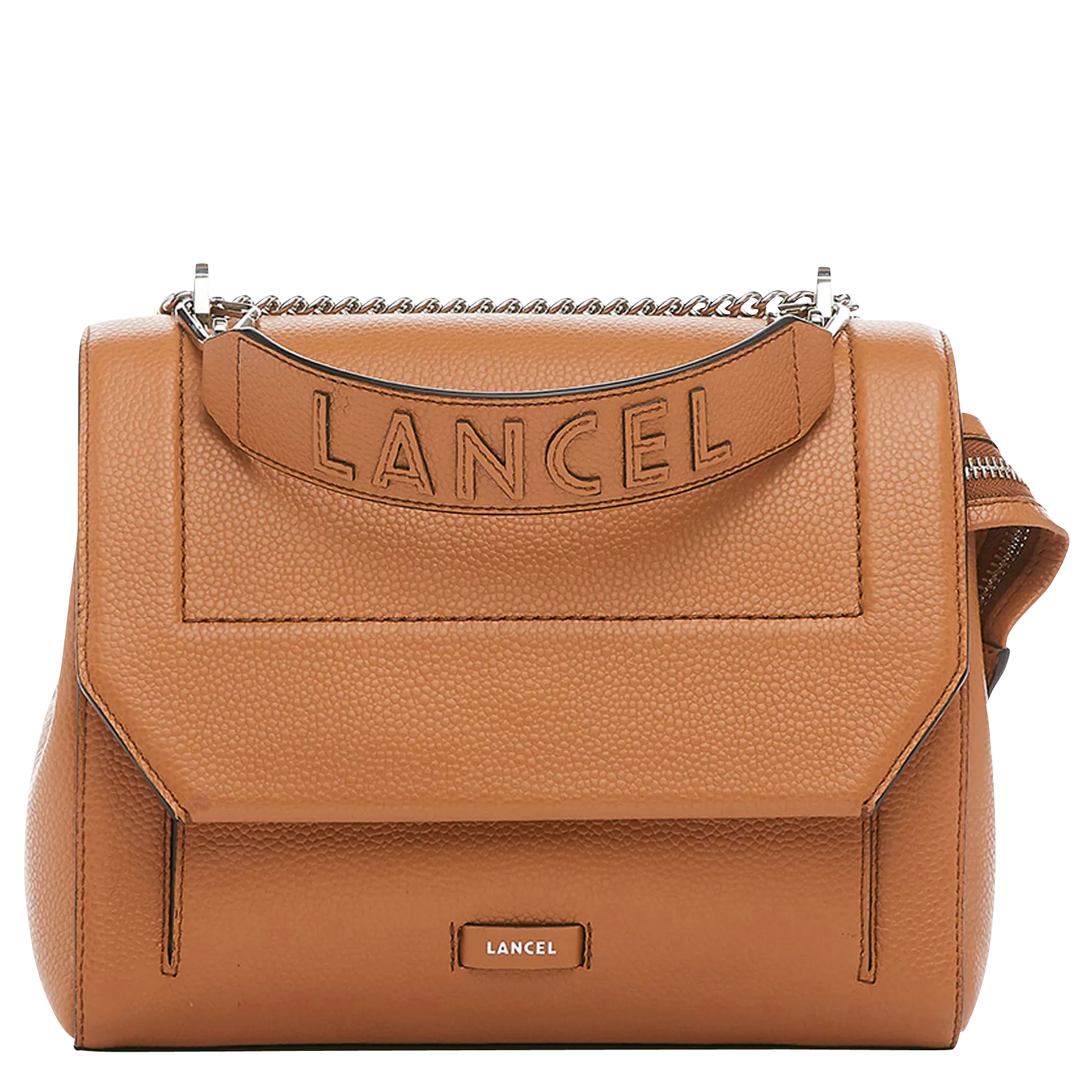 Sac à rabat en cuir grainé Marron NINON M