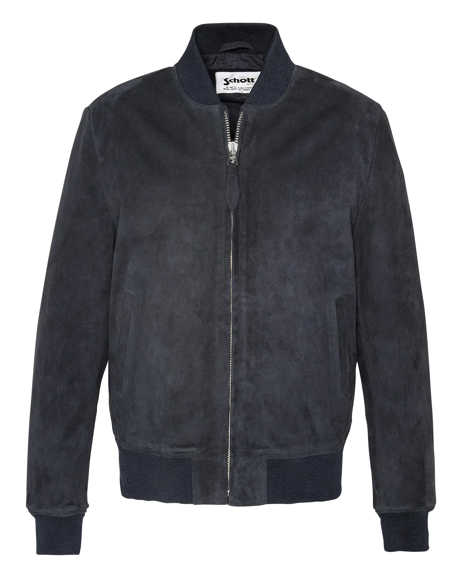 Blouson zippé en cuir Bleu