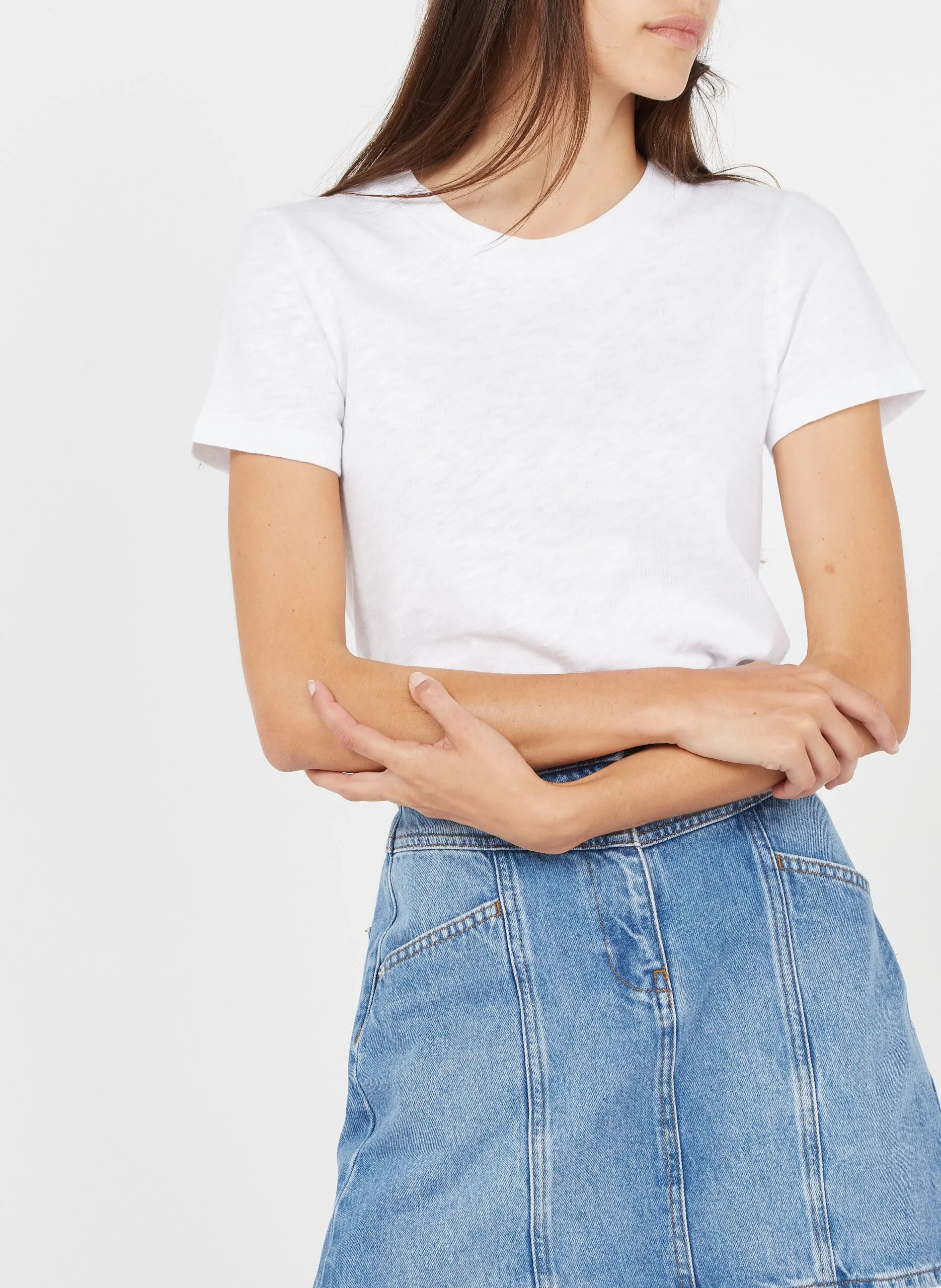 Tee-shirt col rond droit en coton Blanc SONOMA