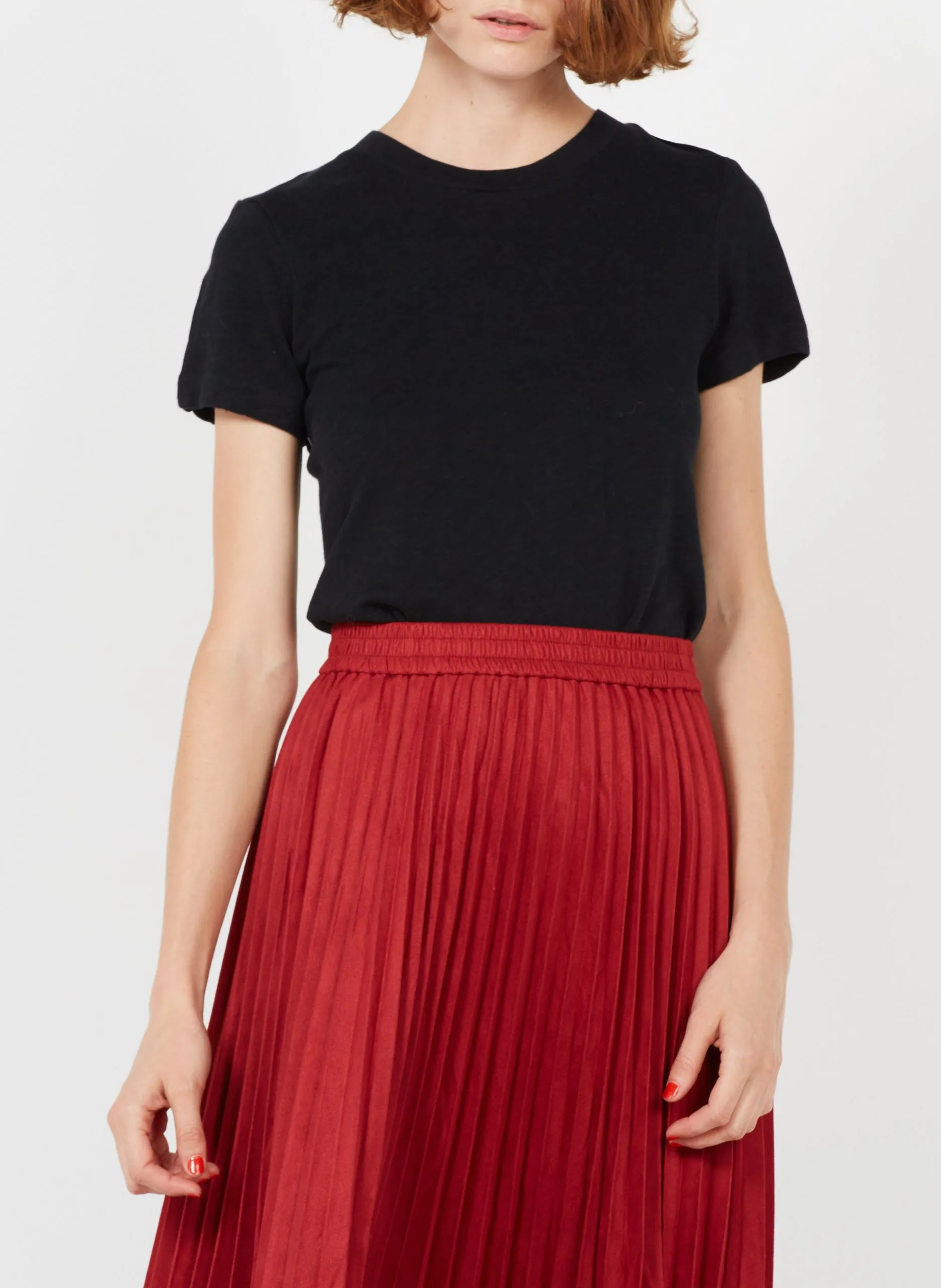 Tee-shirt col rond droit en coton Noir SONOMA