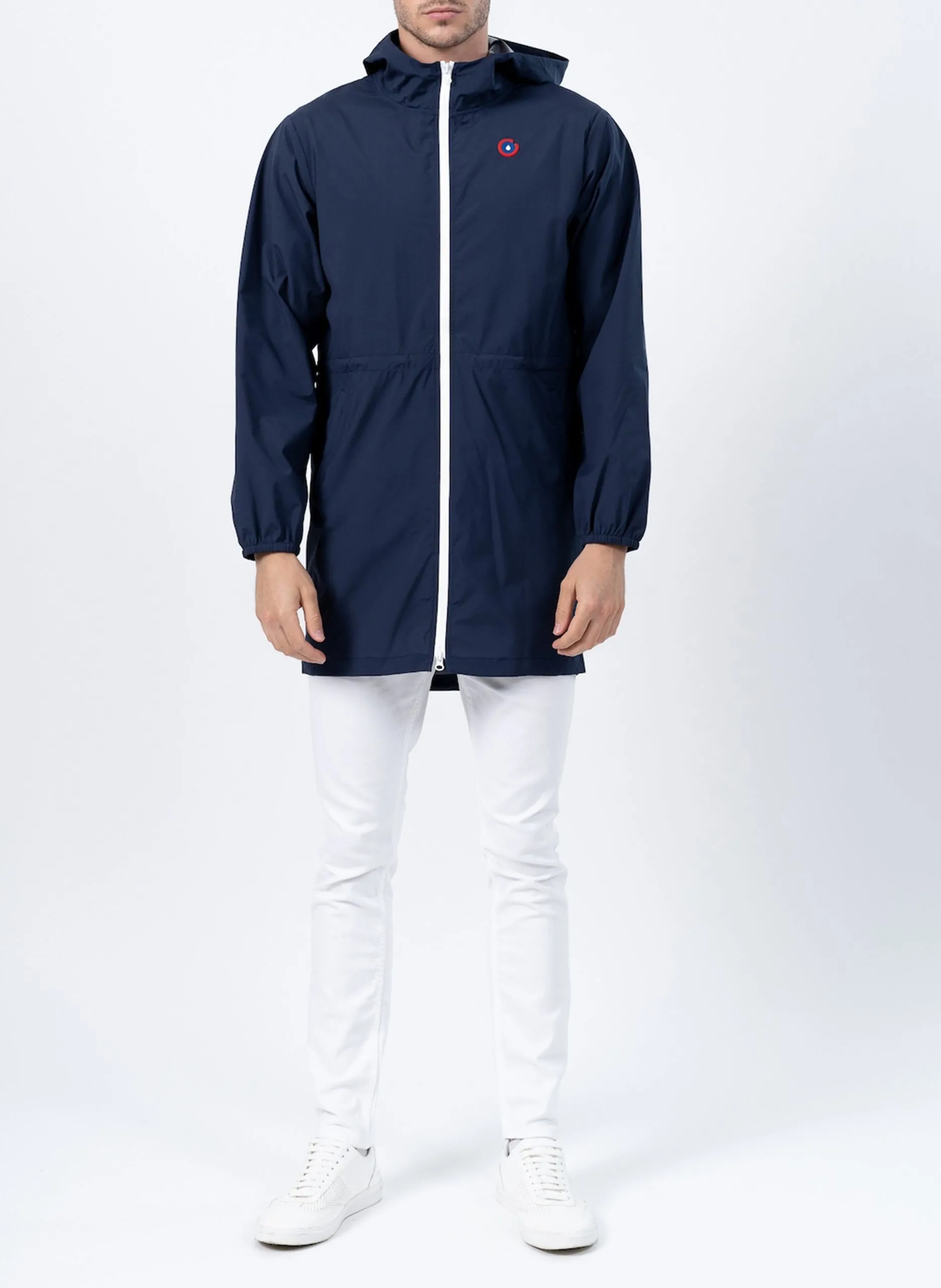 Imperméable long à capuche convertible Bleu AMELOT