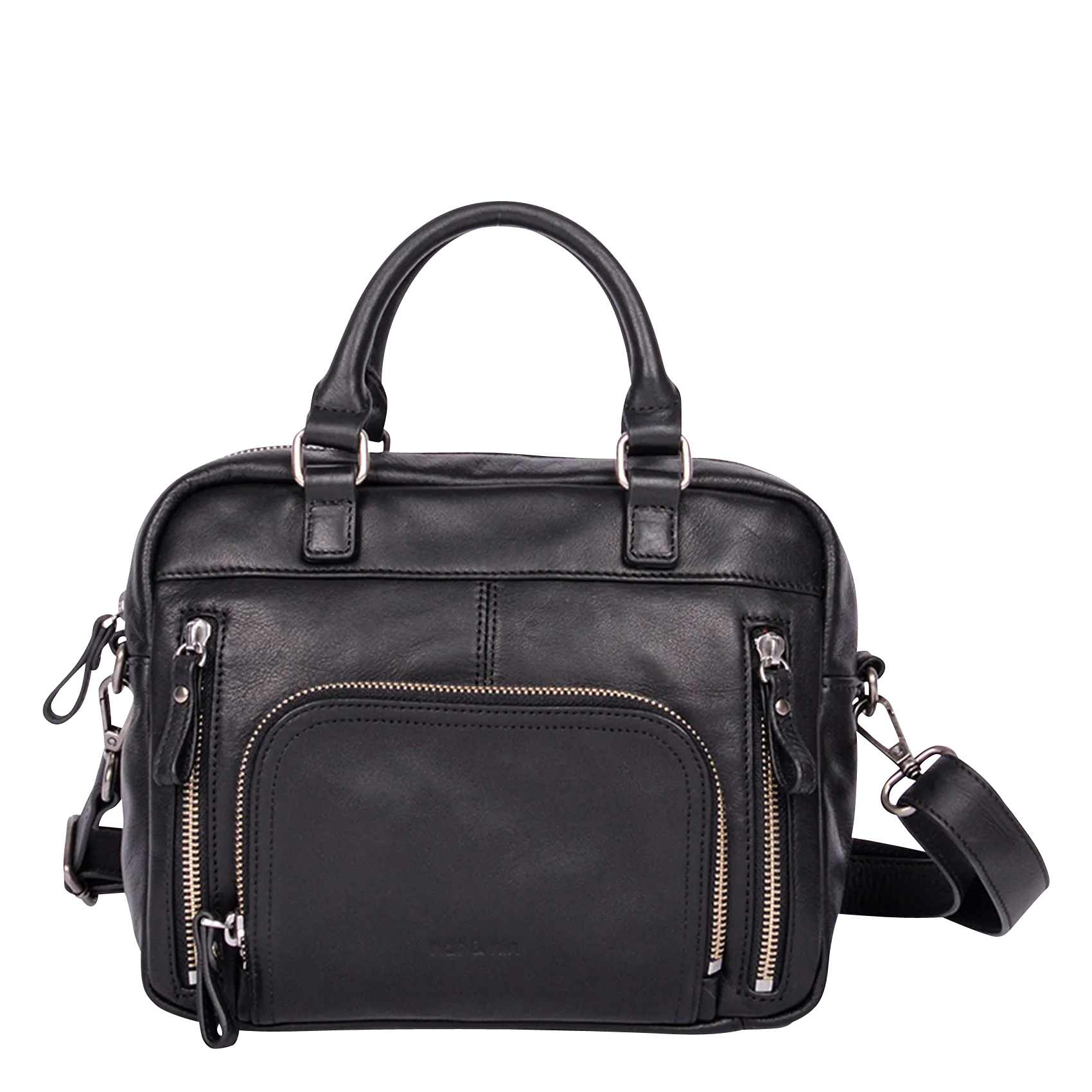 Sac à main multipoches en cuir Noir MACY