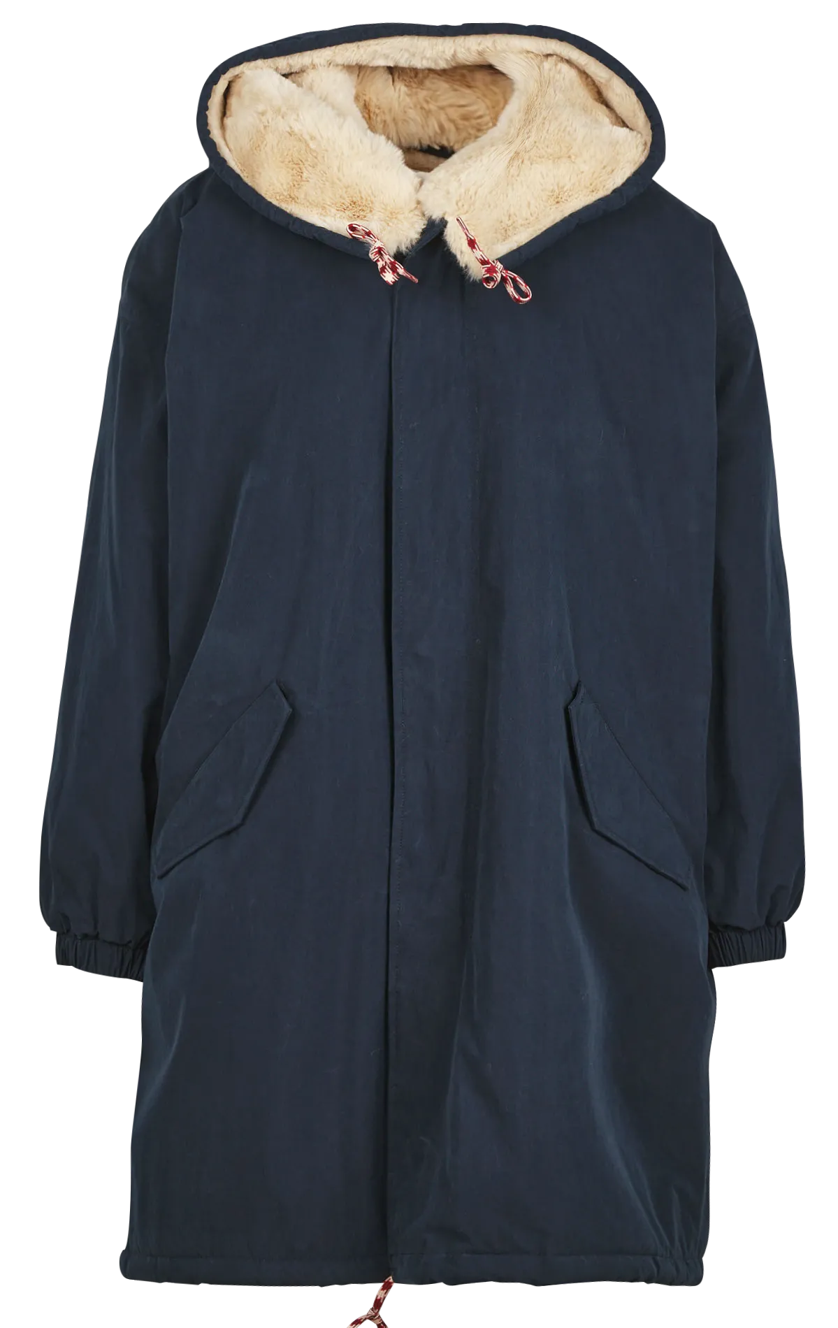 Parka oversize ample en coton mélangée Bleu