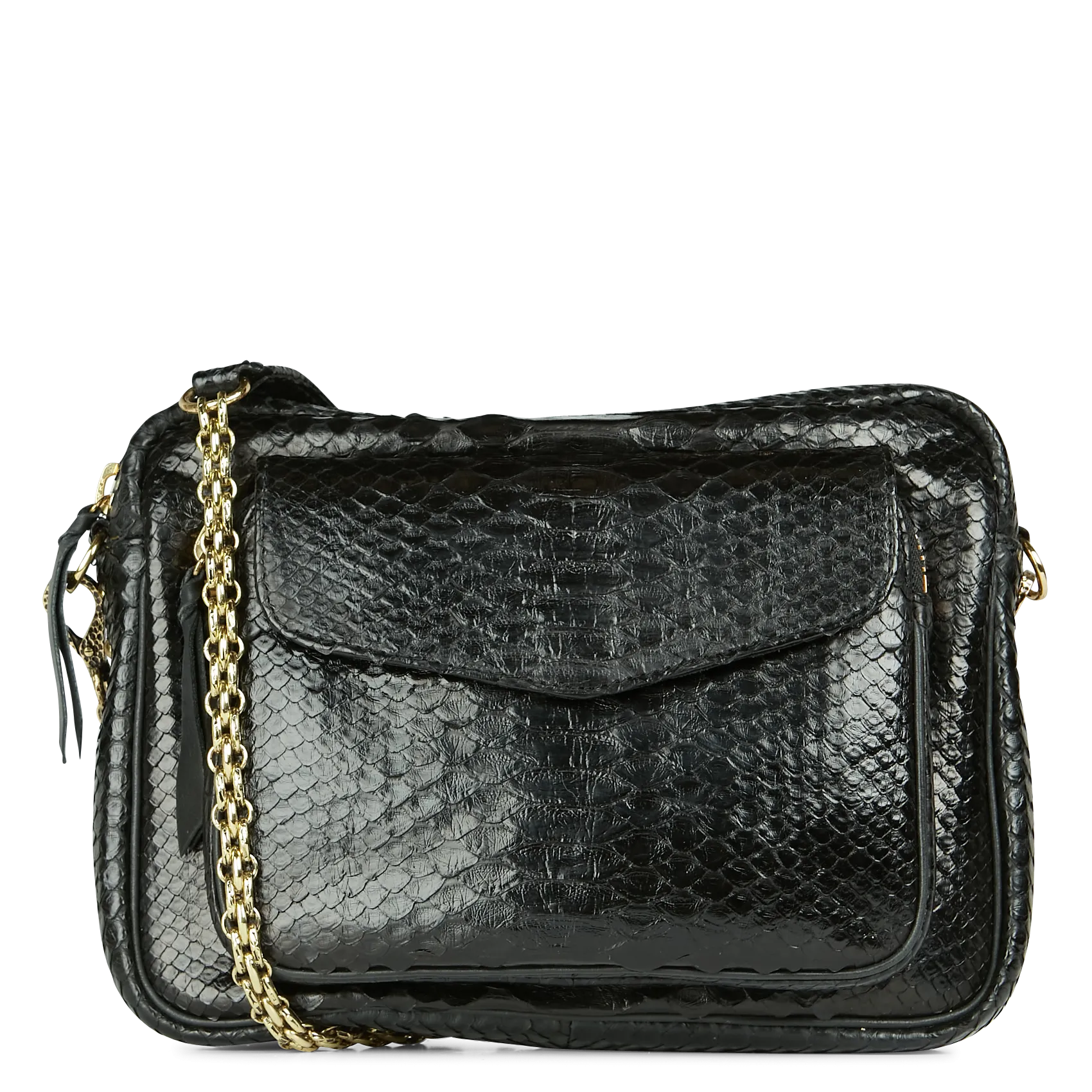Sac bandoulière en python Noir BIG CHARLY