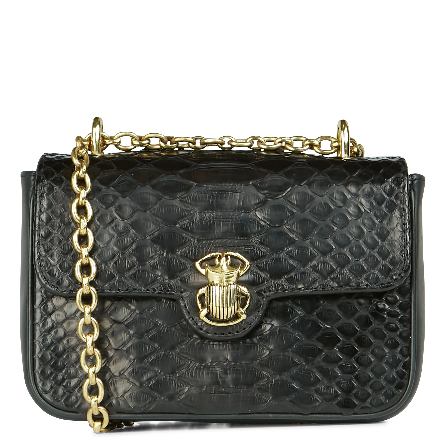 Sac bandoulière en python Noir AVA