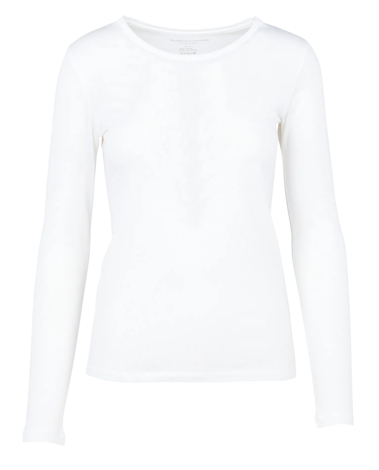 Tee-shirt col rond en coton et cachemire mélangé Blanc