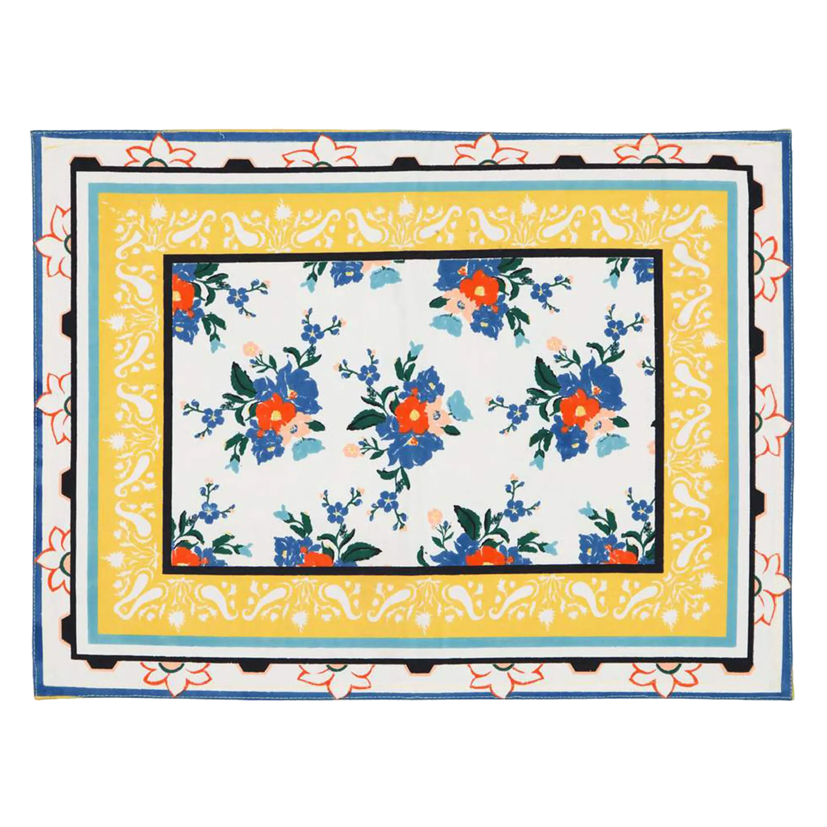 Serviette de table imprimé floral en coton Multicolore