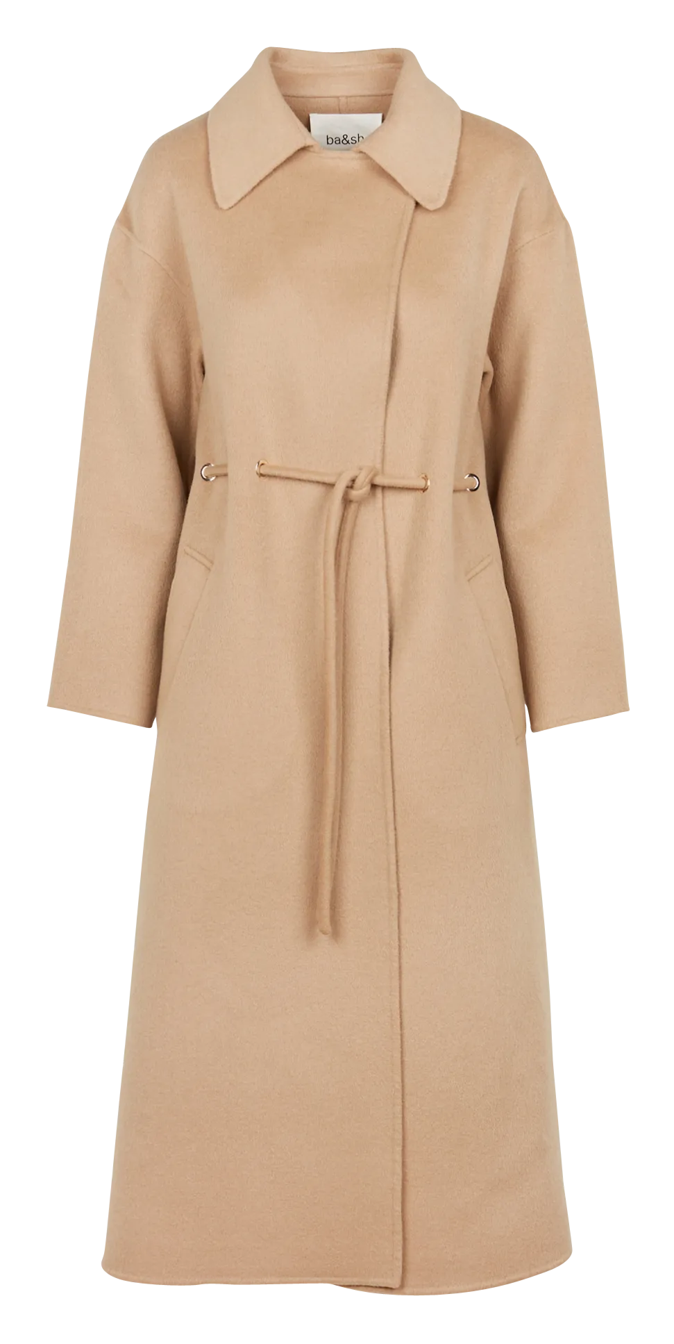 Manteau long col asymétrique Marron KATE