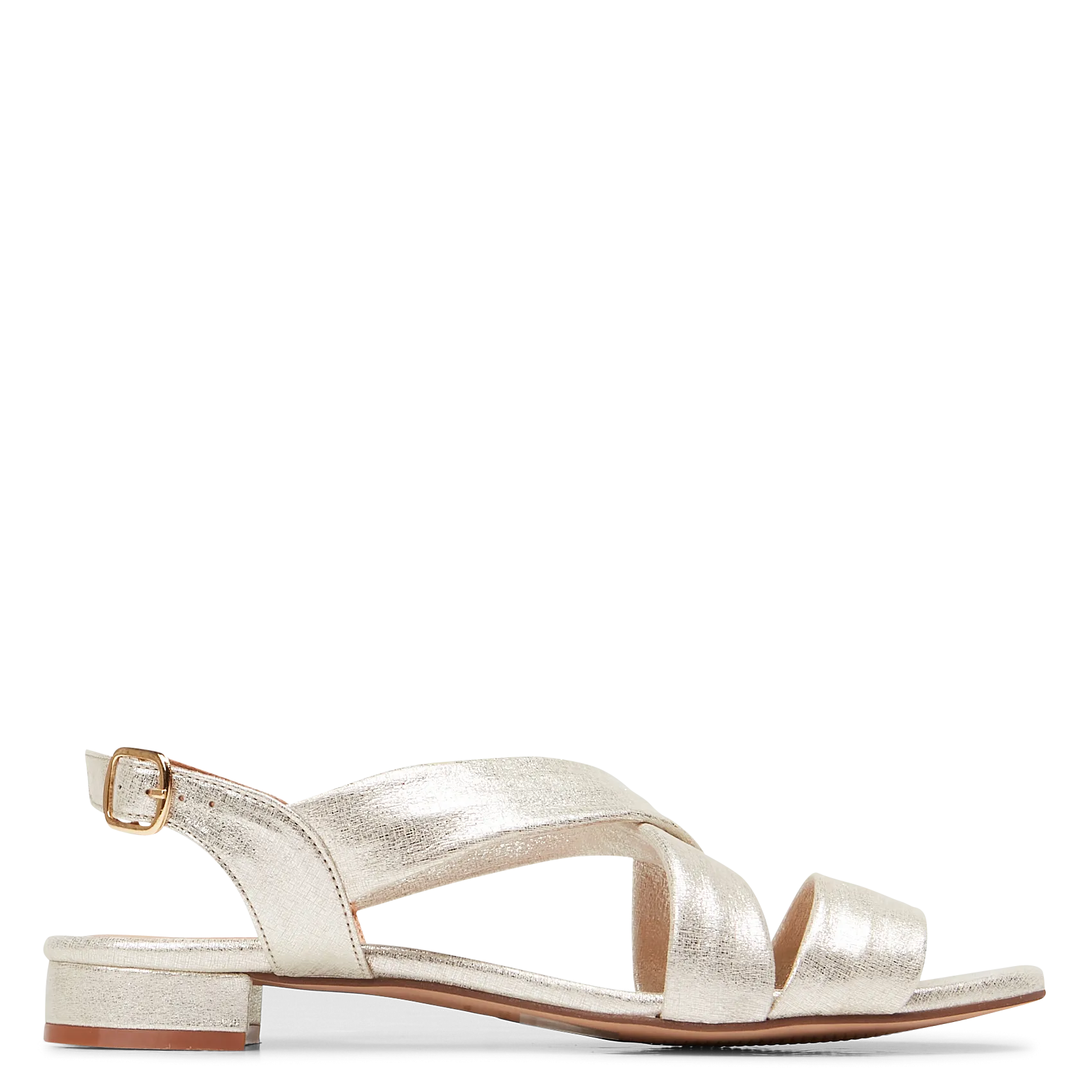 Sandales plates en cuir métallisé Doré VASSIO