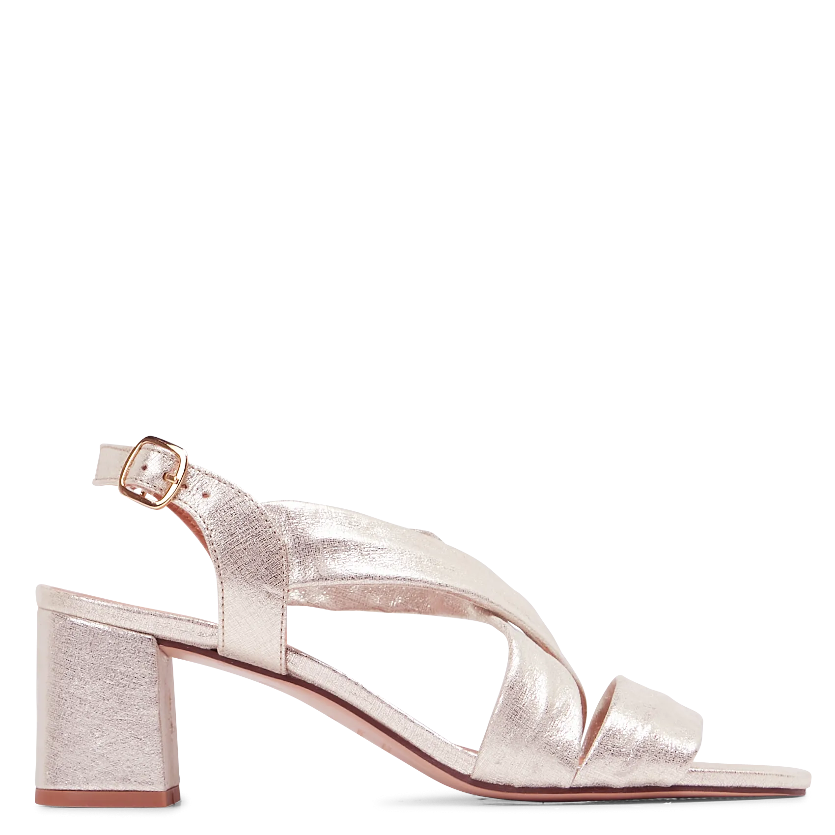 Sandales à talon en cuir métallisé Doré VIZZO