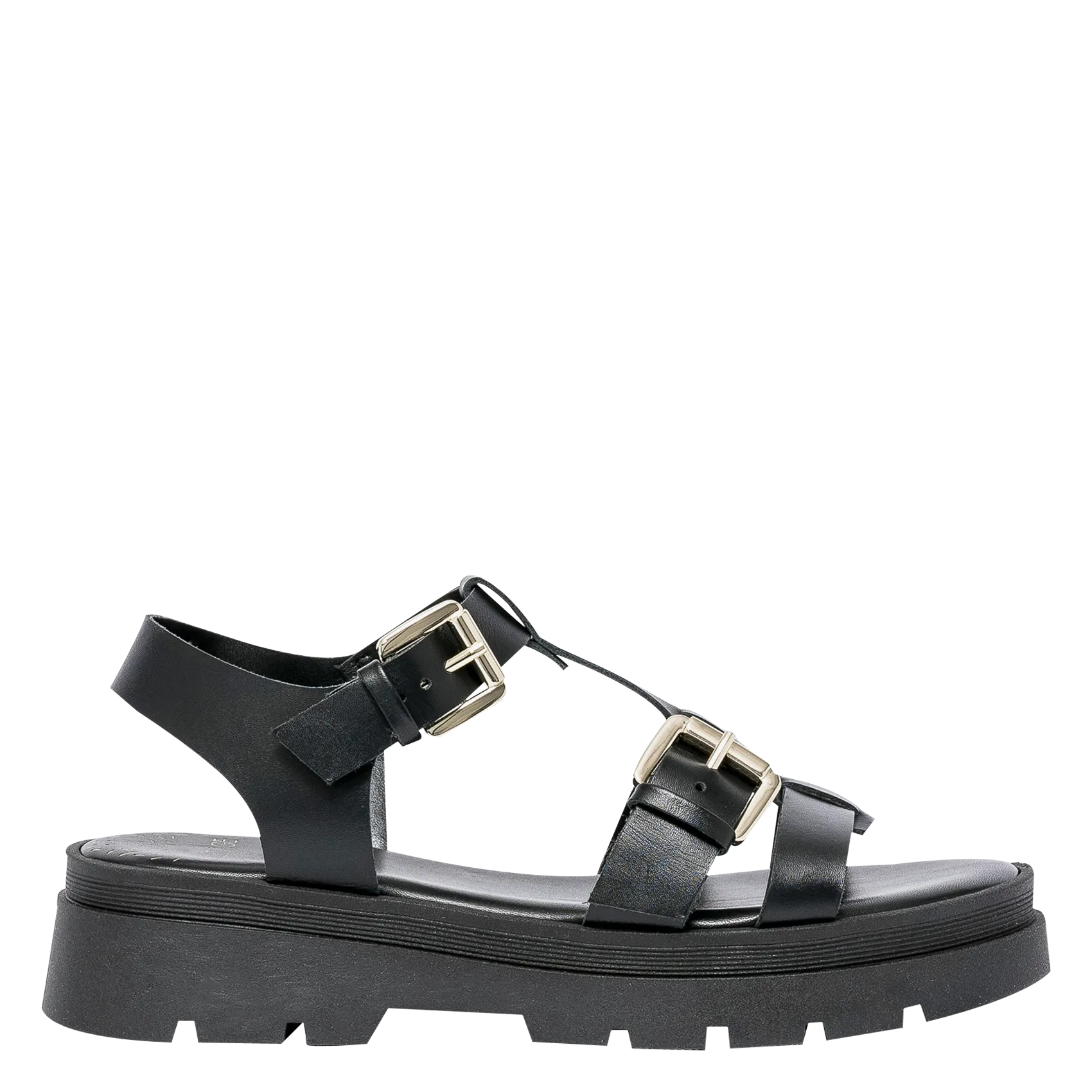 Sandales plates en cuir Noir JULIA