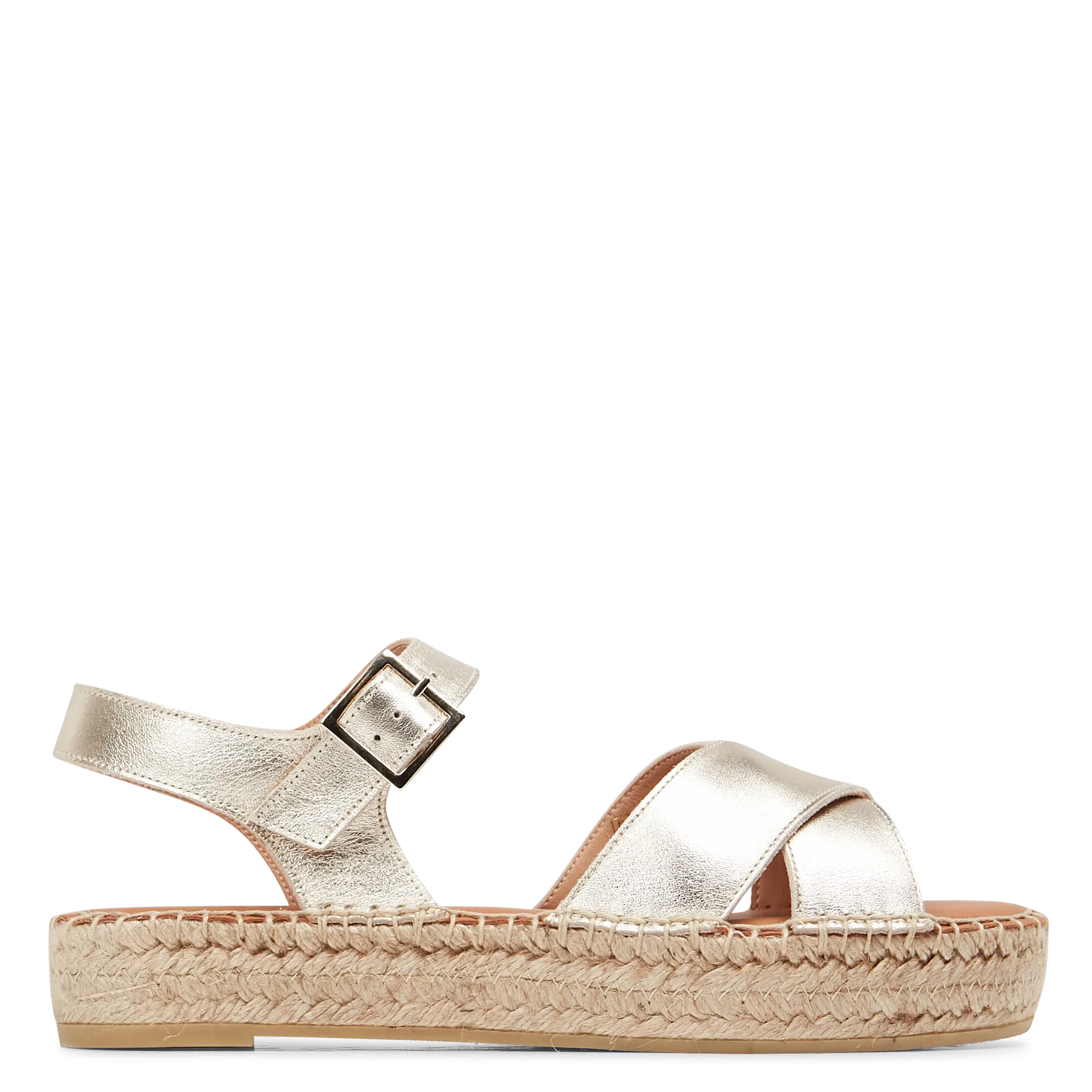 Espadrilles plates en cuir Doré PIO