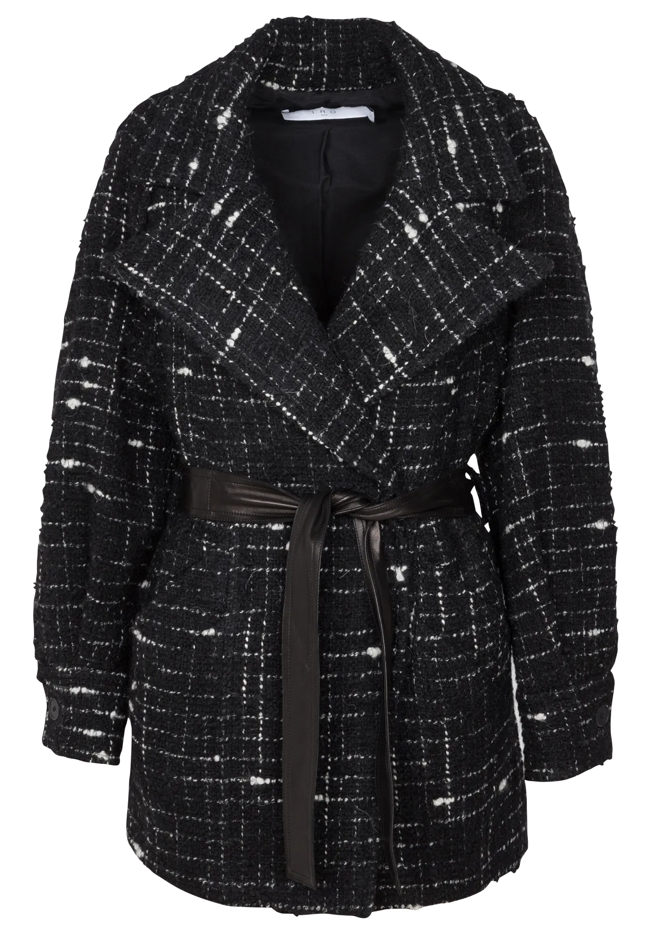 Manteau col tailleur en maille texturé Noir DEREK