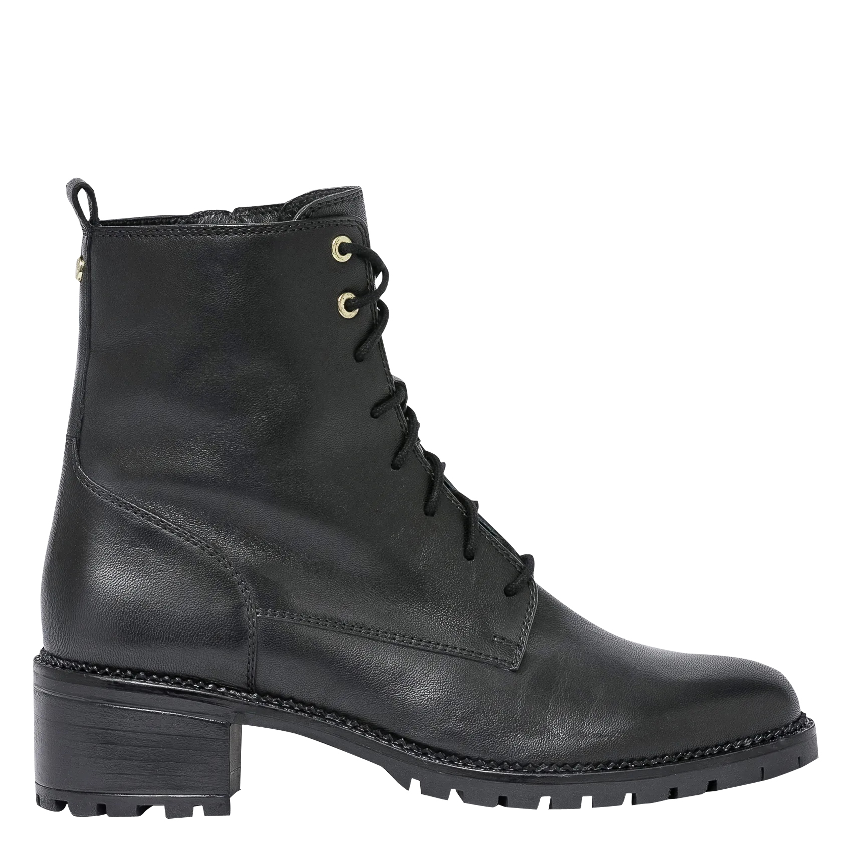 MARAWILA-Boots en cuir lisse à lacets Noir MARAWILA