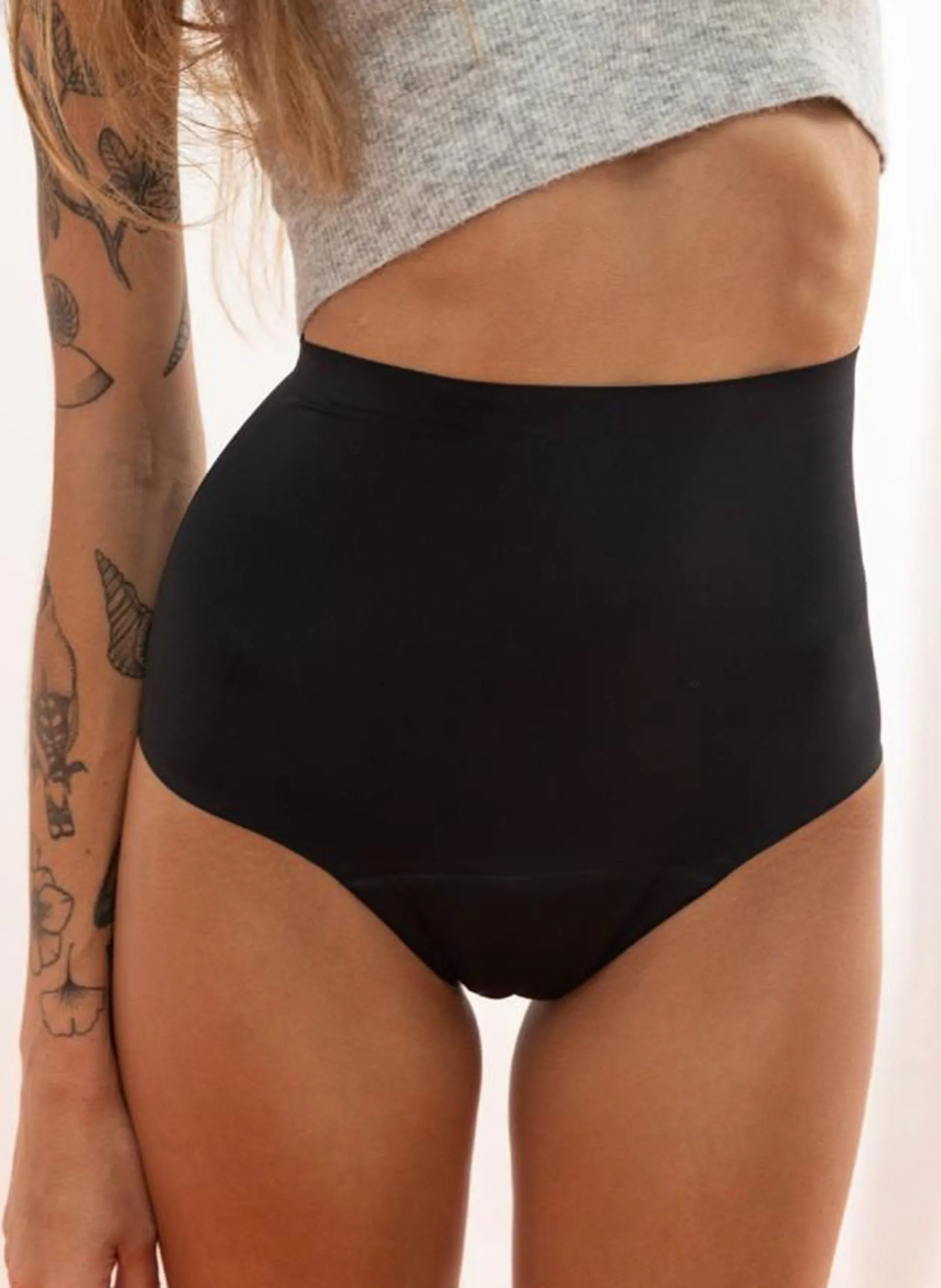 Culotte menstruelle taille haute Flux Moyen Noir