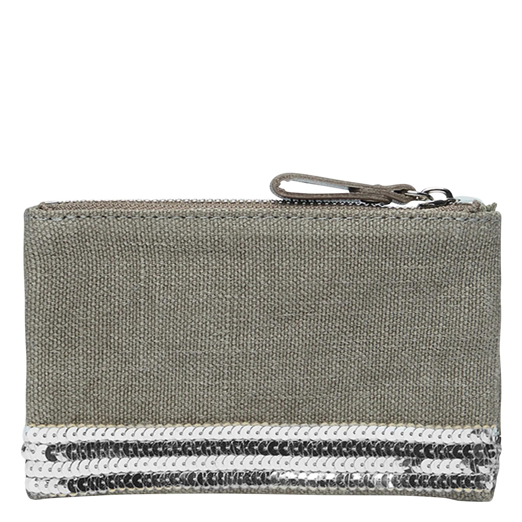 Trousse en lin et sequins Beige