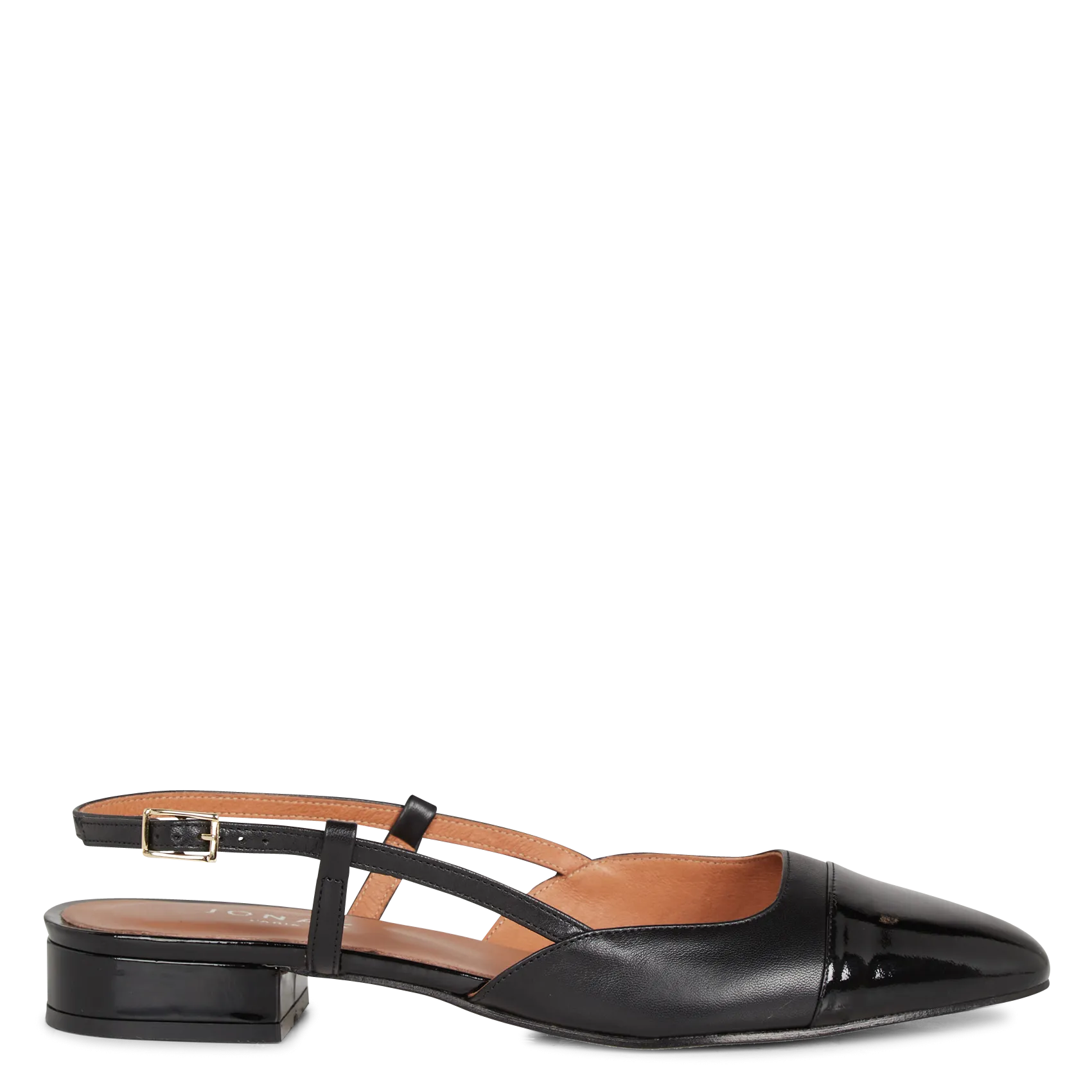 Ballerines ouvertes en cuir vernis Noir DHAPOU