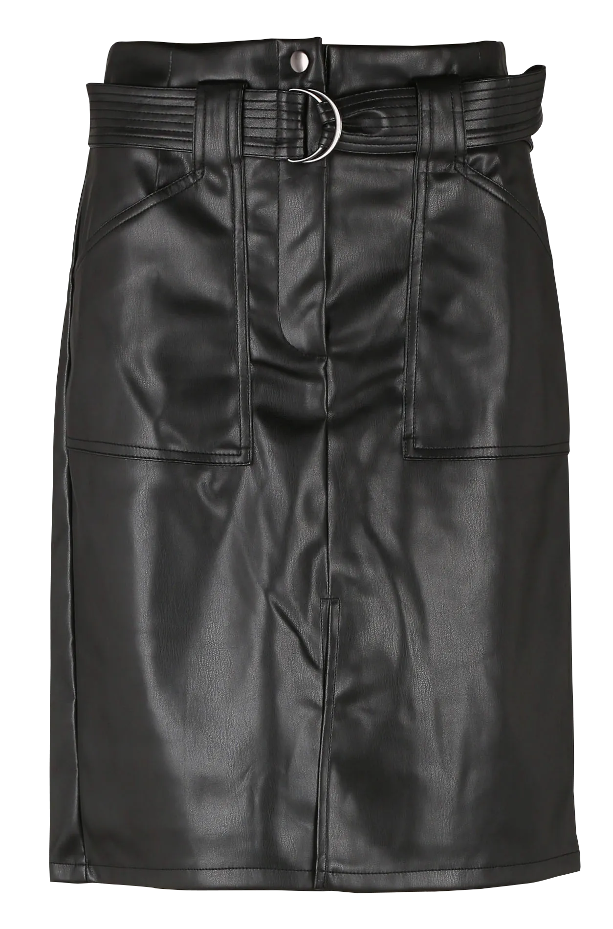 Jupe droite en PU Noir