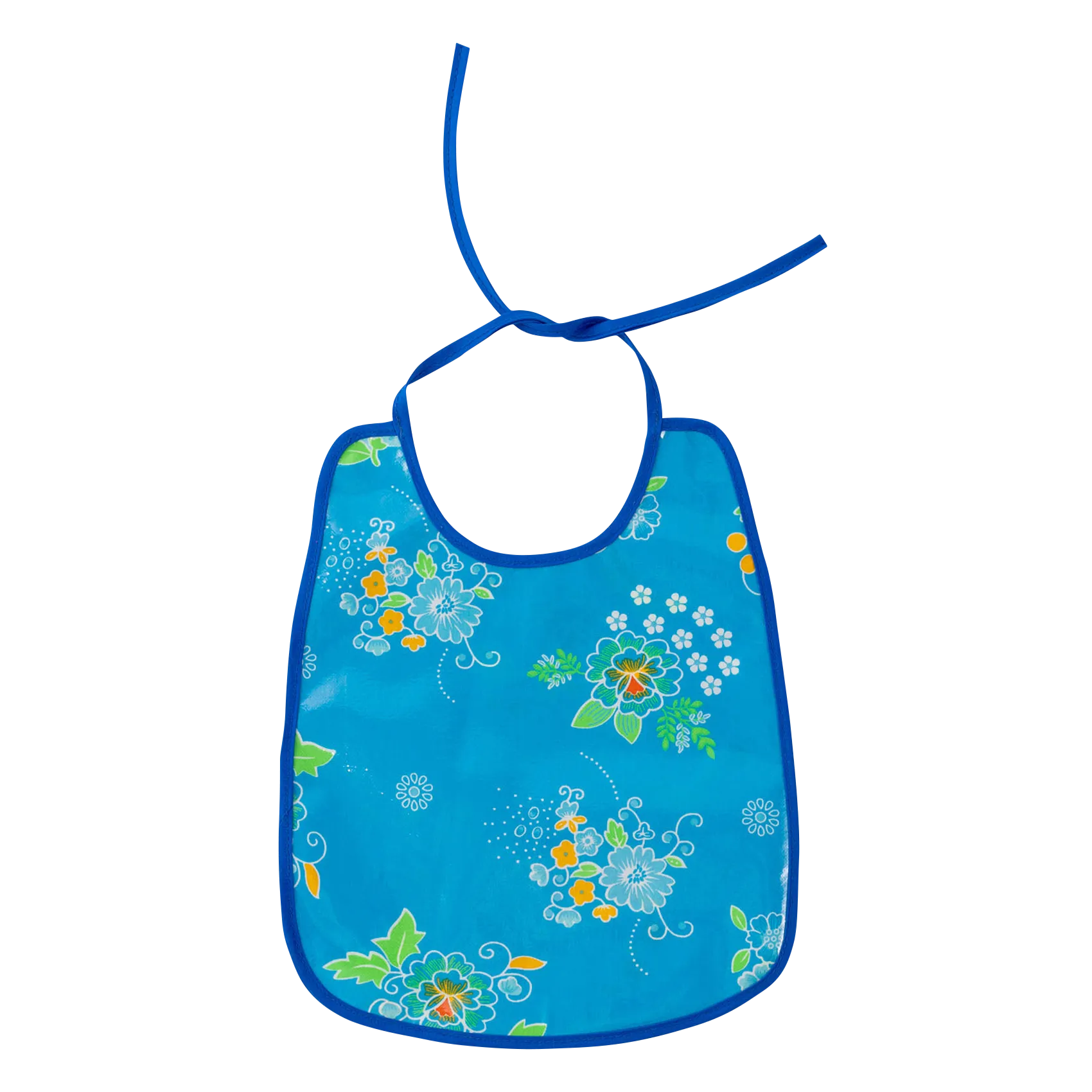 Bavoir imprimé fleuri en coton enduit Bleu