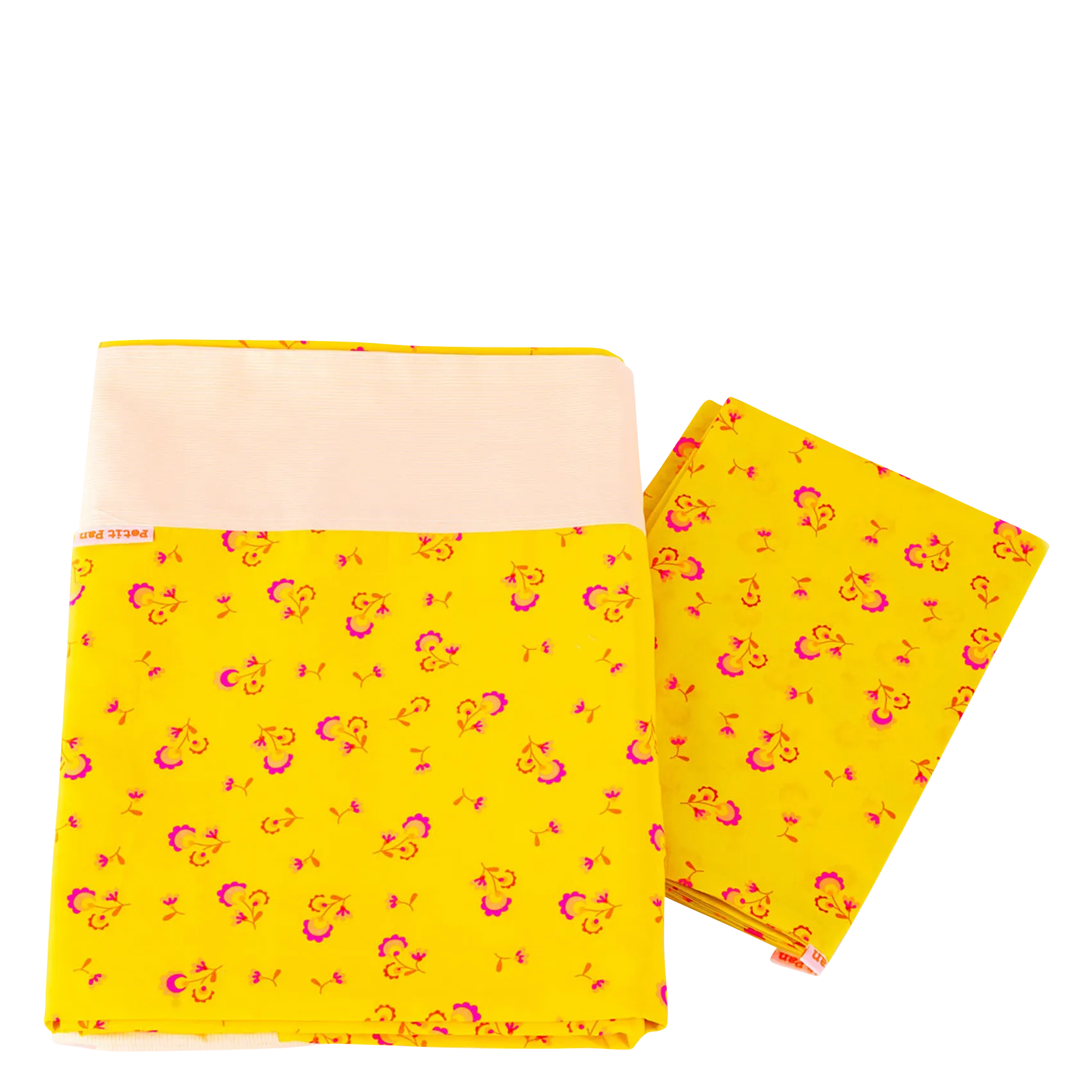 Parure de lit imprimé fleuri en coton Jaune