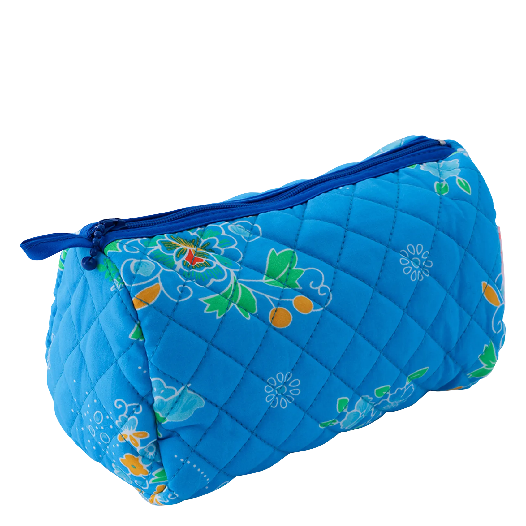 Trousse matelassée imprimé fleuri en coton Bleu