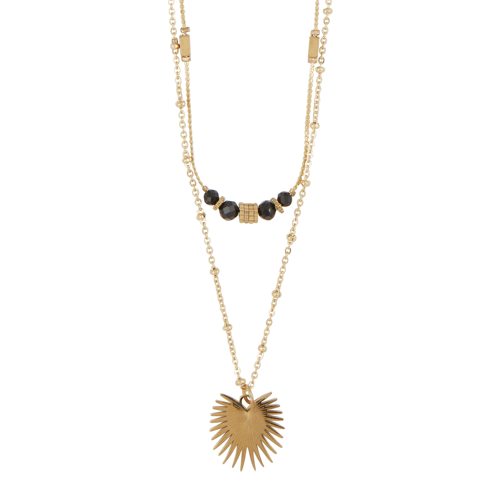 Collier à perles en acier Doré