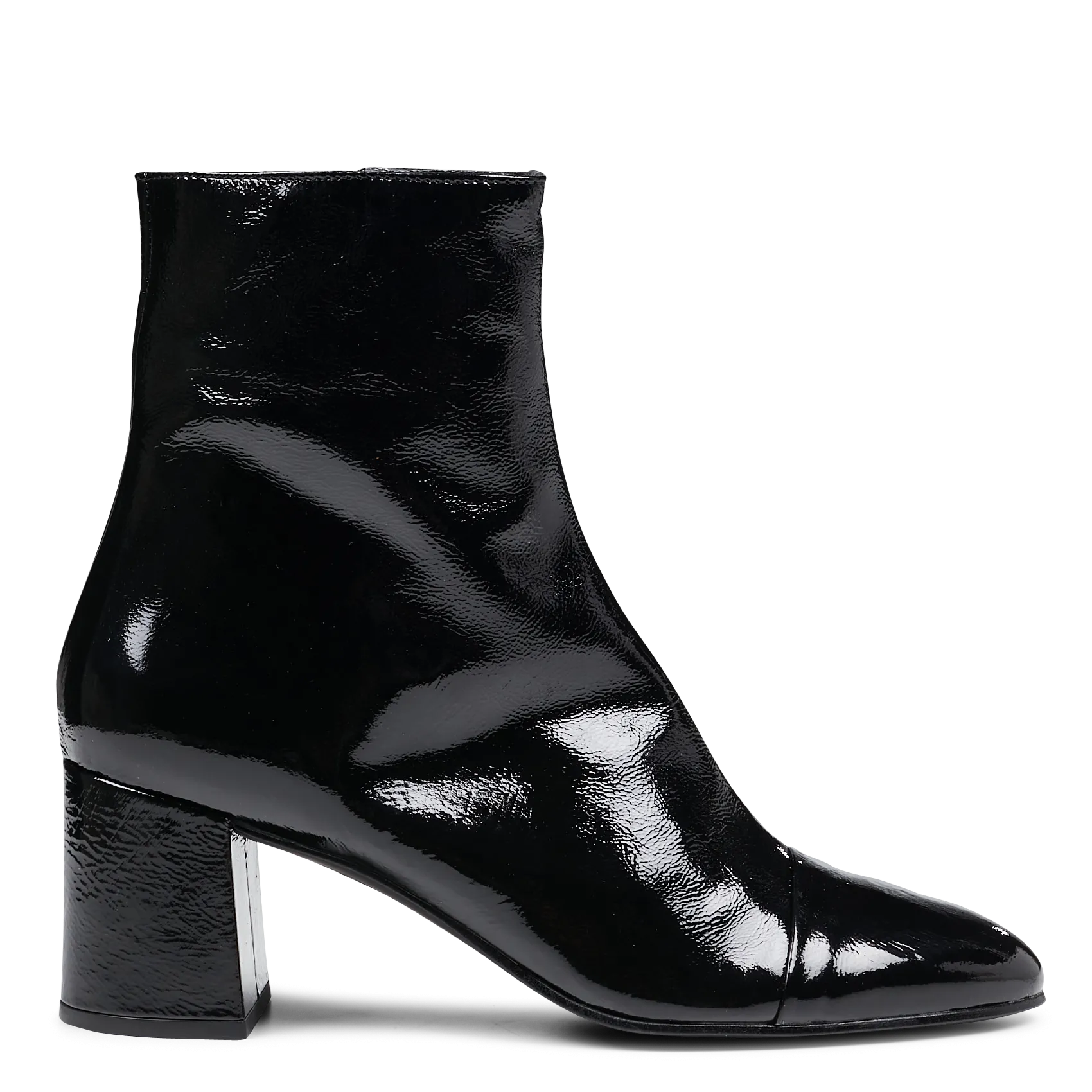 Bottines en cuir vernis plissé Noir DONIAMA
